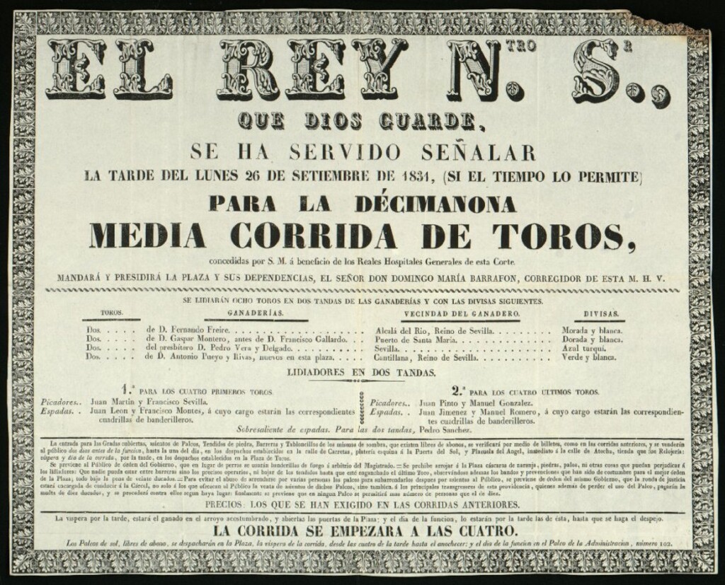 Miniatura de Corrida de toros celebrada el día 26 de septiembre de 1831
