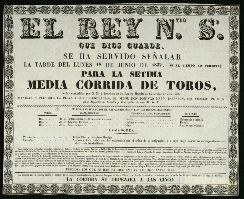 Miniatura de Media corrida de toros celebrada el día 18 de junio de 1832
