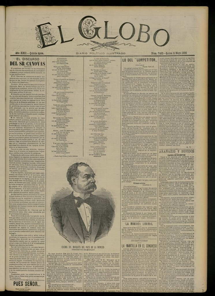 Miniatura de El Globo : diario ilustrado del 11 de mayo de 1896, nº 7482