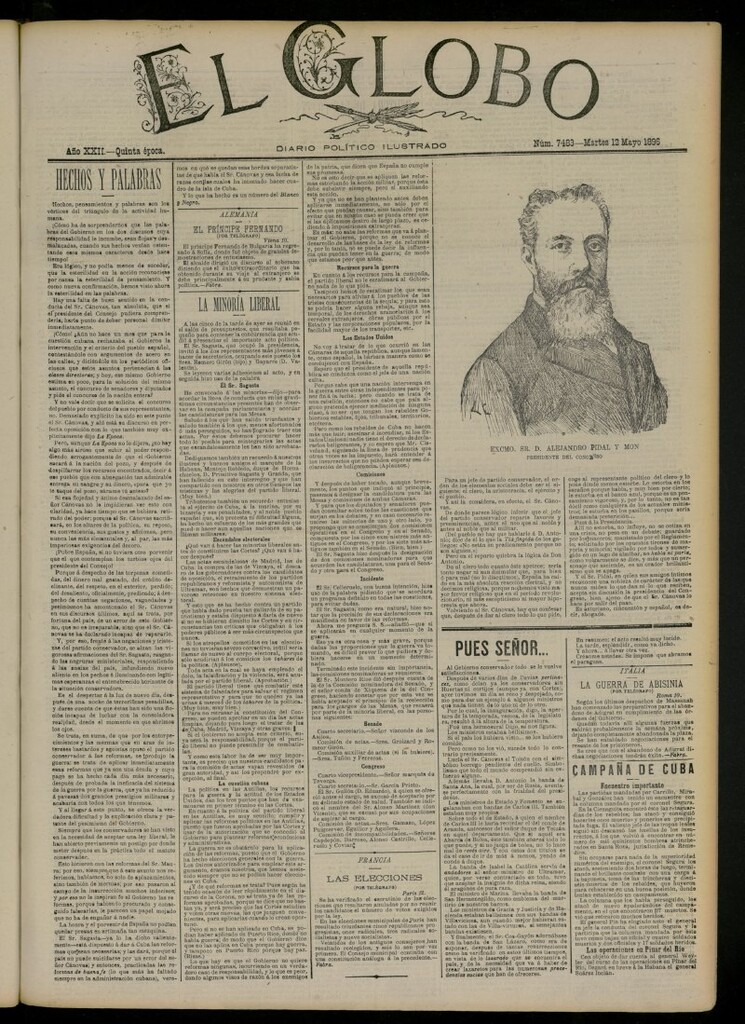 Miniatura de El Globo : diario ilustrado del 12 de mayo de 1896, nº 7483