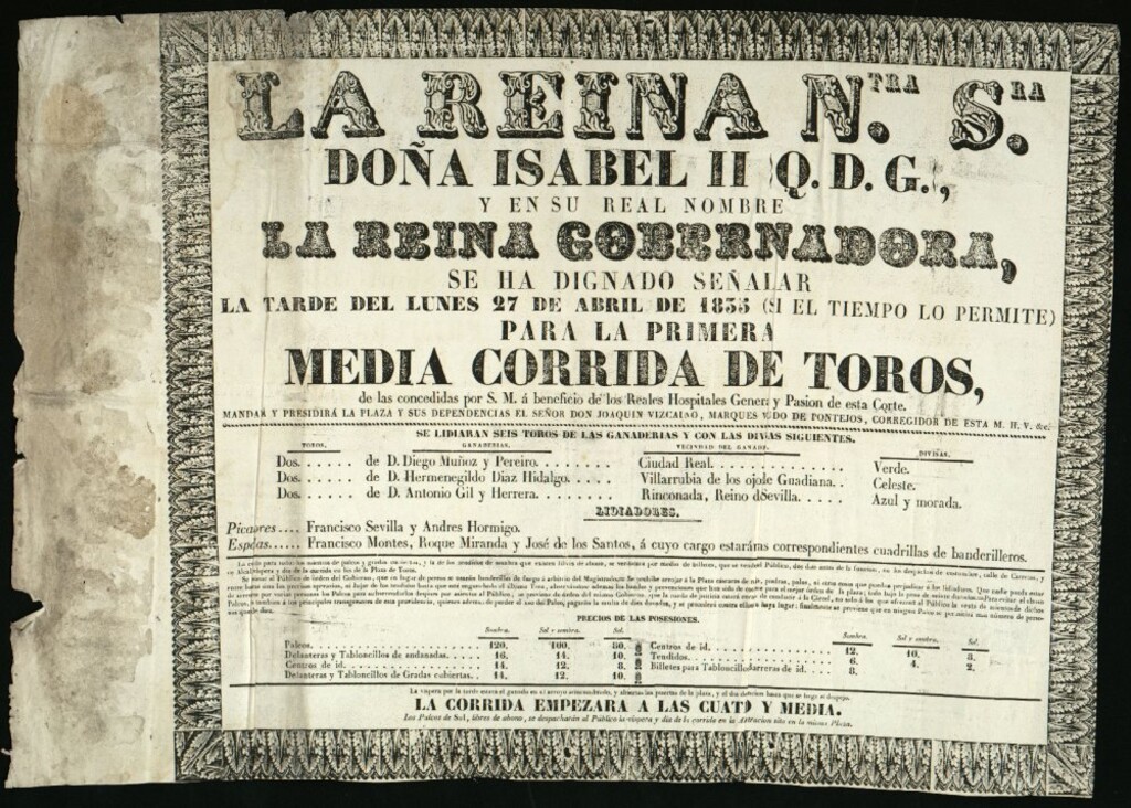 Miniatura de Corrida de toros celebrada el día 27 de abril de 1835