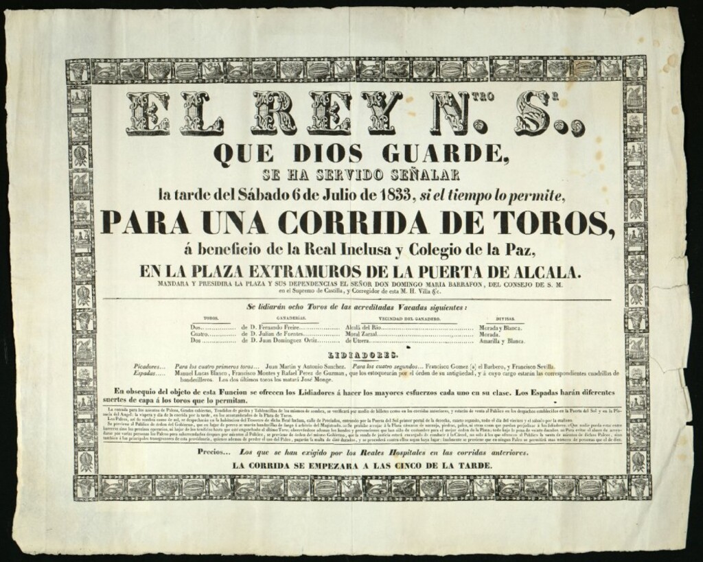 Miniatura de Corrida de toros celebrada el día 6 de julio de 1833