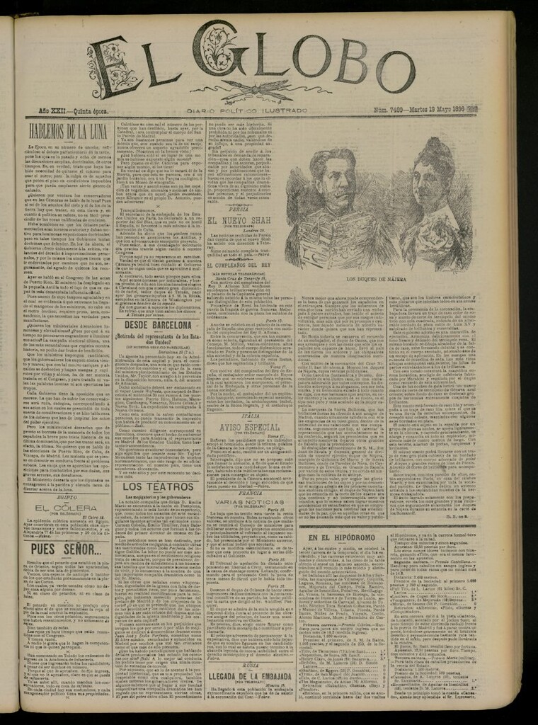 Miniatura de El Globo : diario ilustrado del 19 de mayo de 1896, nº 7489