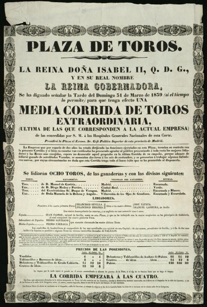 Miniatura de Corrida de toros celebrada el día 31 de marzo de 1839