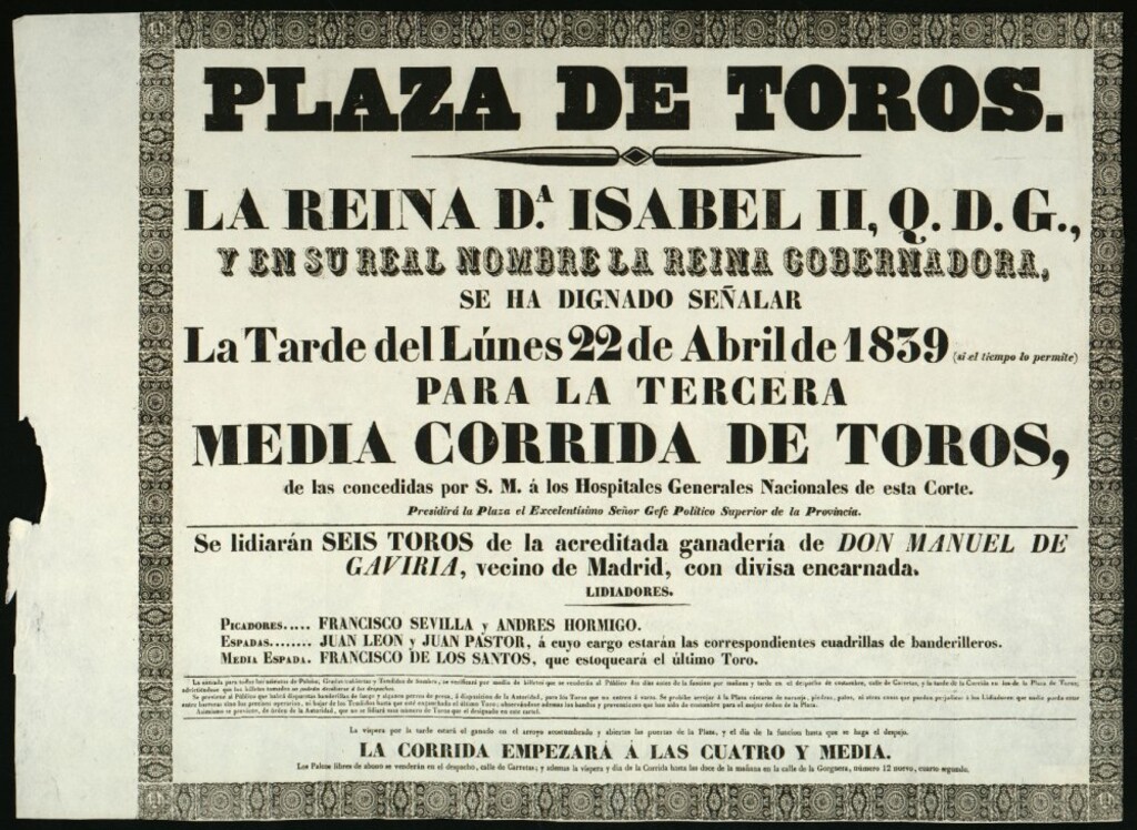 Miniatura de Corrida de toros celebrada el día 22 de abril de 1839