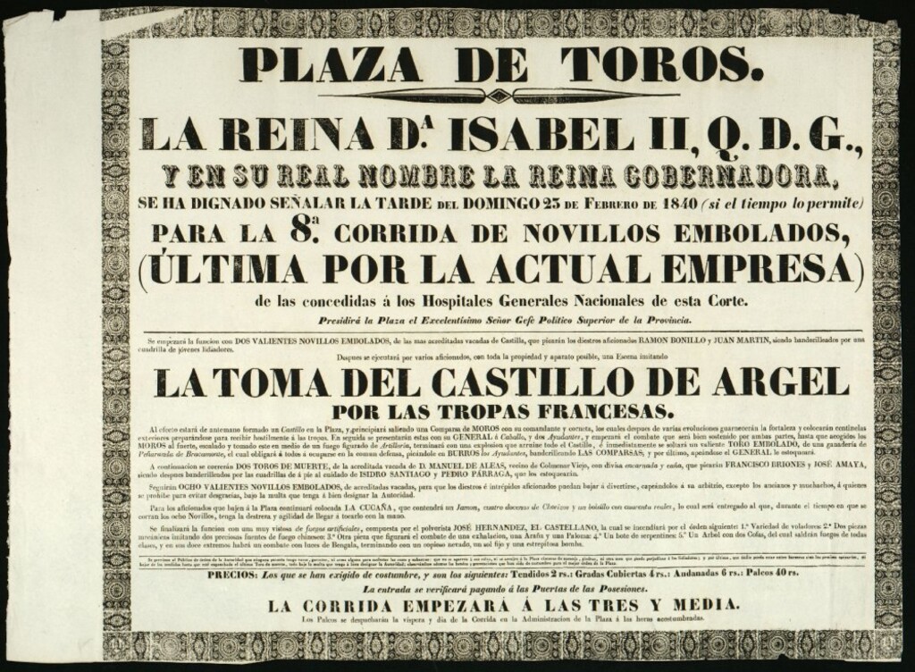 Miniatura de Corrida de novillos celebrada el día 23 de febrero de 1840