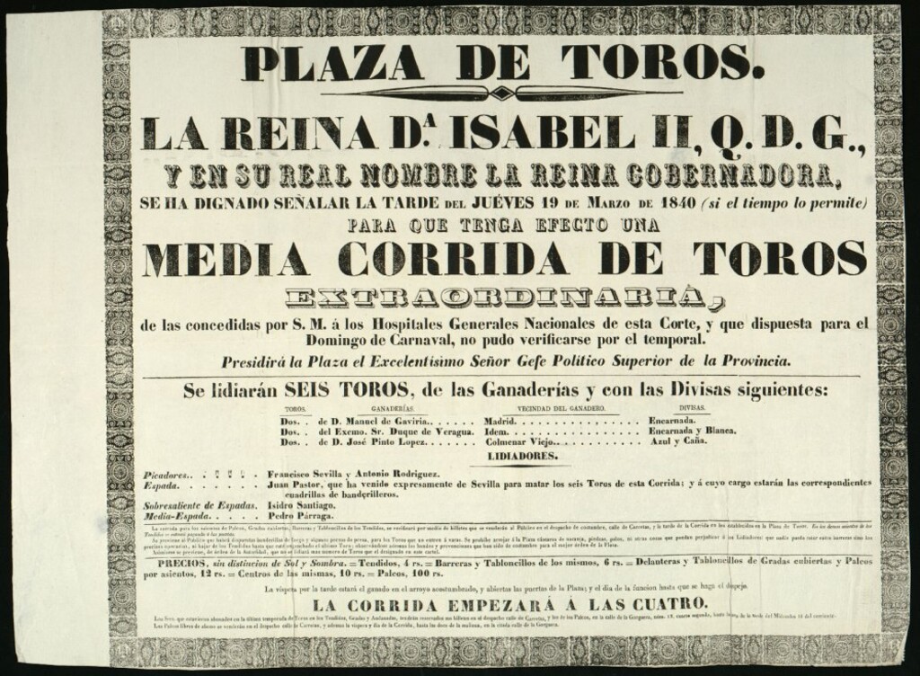 Miniatura de Corrida de toros celebrada el día 19 de marzo de 1840