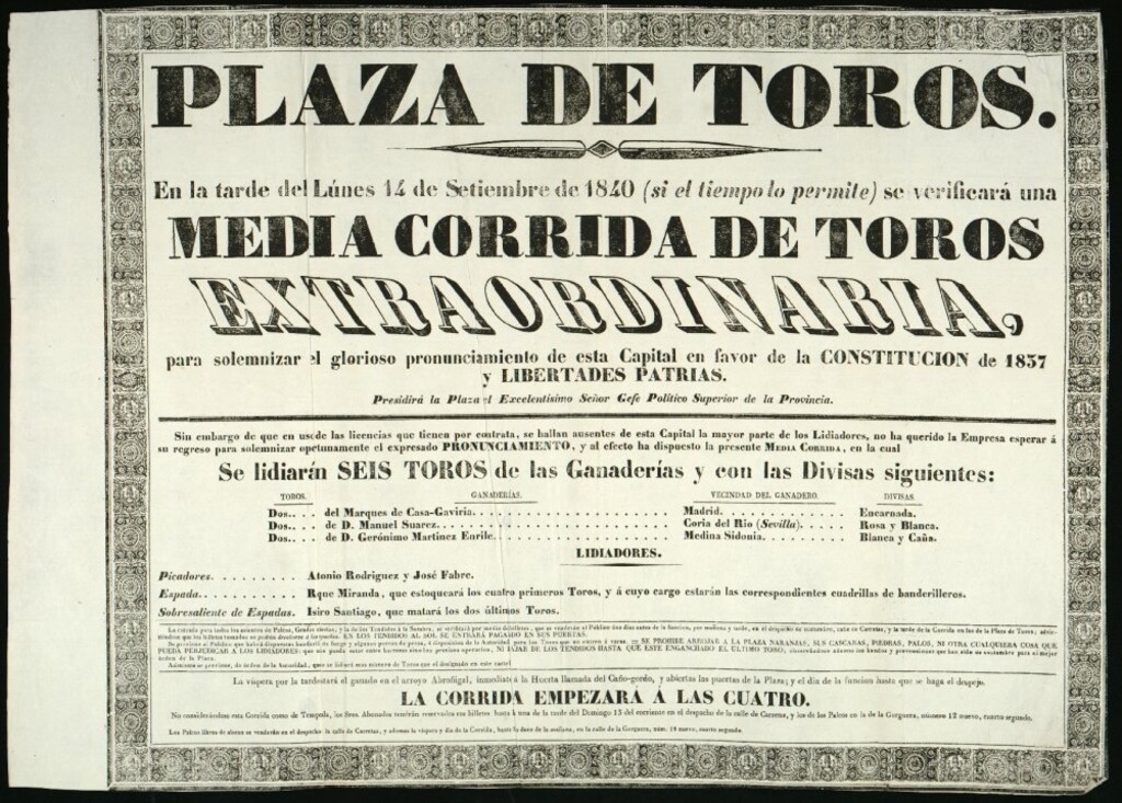 Miniatura de Corrida de toros celebrada el día 14 de septiembre de 1840