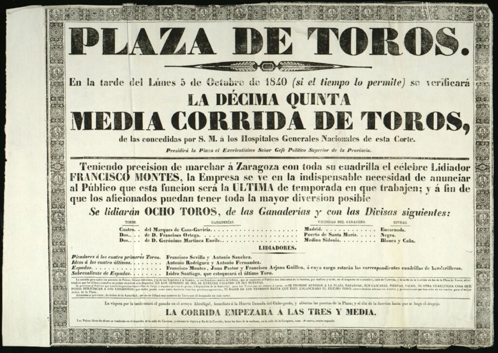Miniatura de Corrida de toros celebrada el día 5 de octubrede 1840