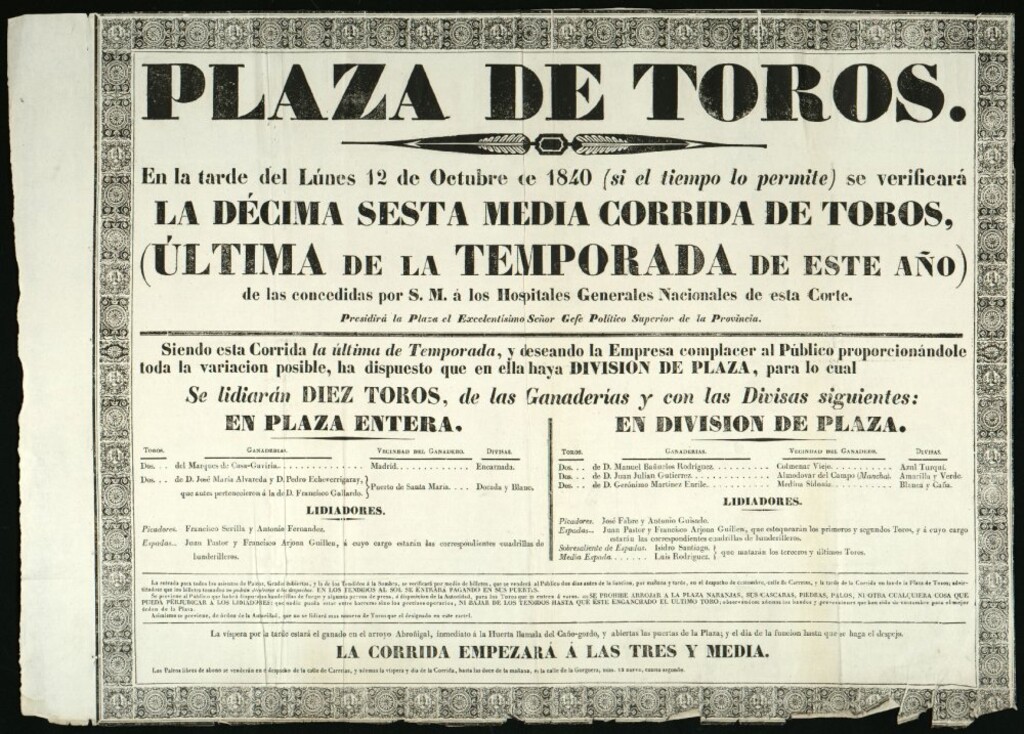 Miniatura de Corrida de toros celebrada el día 12 de octubre de 1840