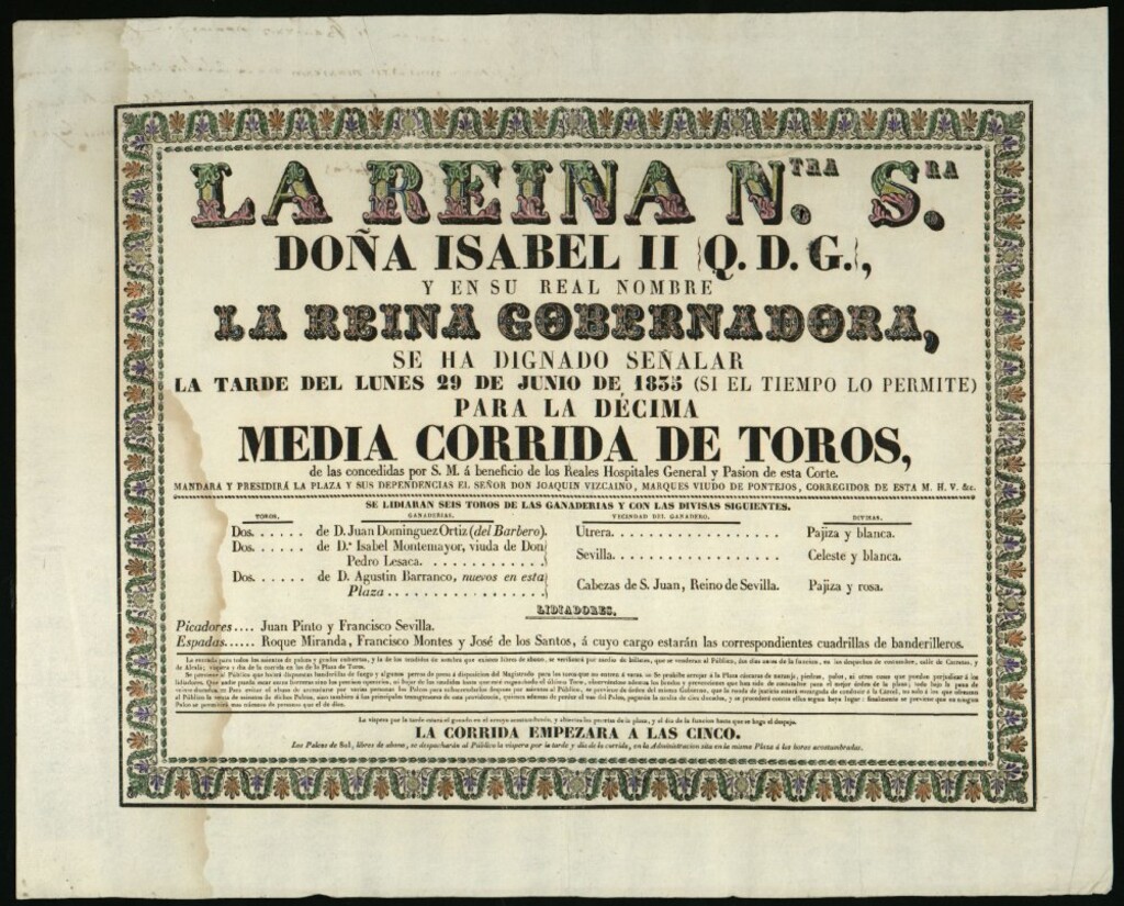 Miniatura de Corrida de toros celebrada el día 29 de junio de 1835