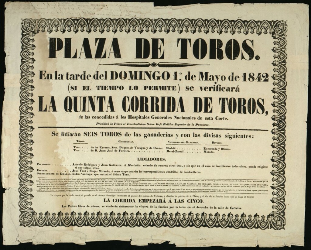 Miniatura de Corrida de toros celebrada el día 1 de mayo de 1842