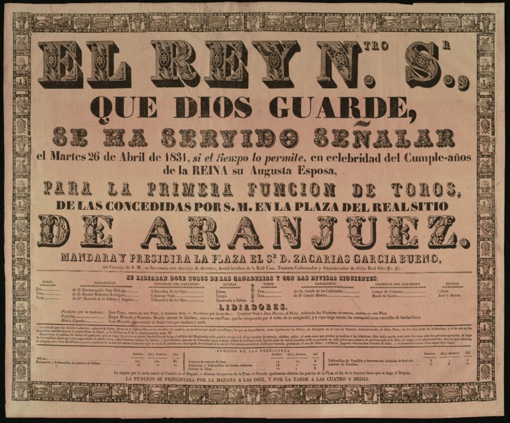 Miniatura de Corrida de toros celebrada en Aranjuez el día 26 de abril de 1831