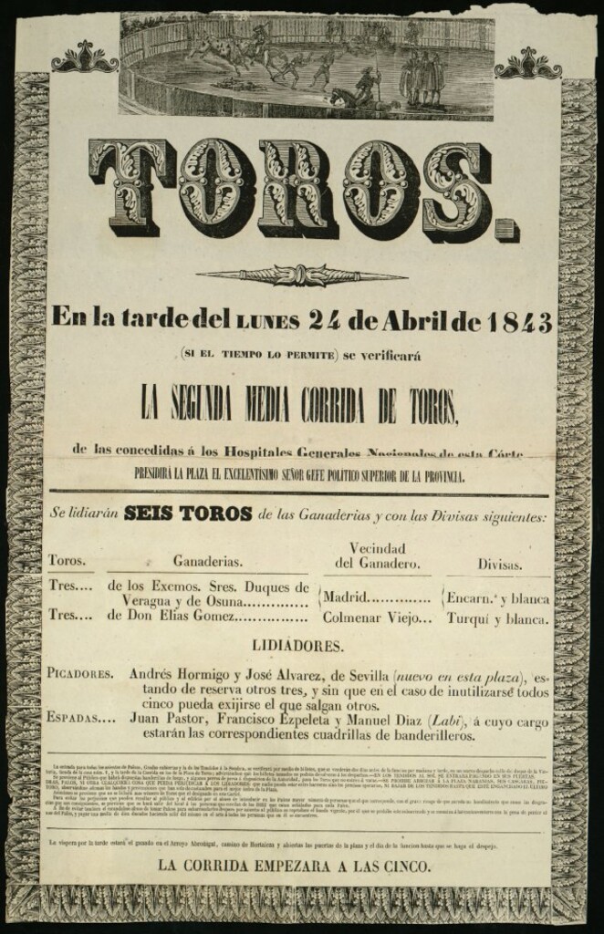 Miniatura de Corrida de toros celebrada el día 24 de abril de 1843