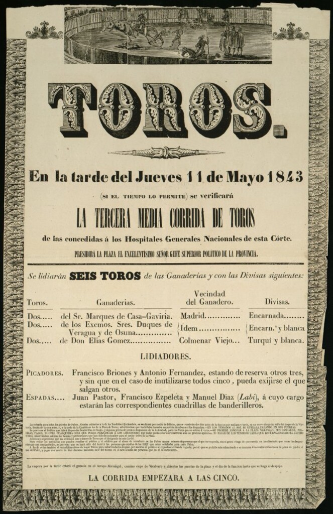 Miniatura de Corrida de toros celebrada el día 11 de mayo de 1843