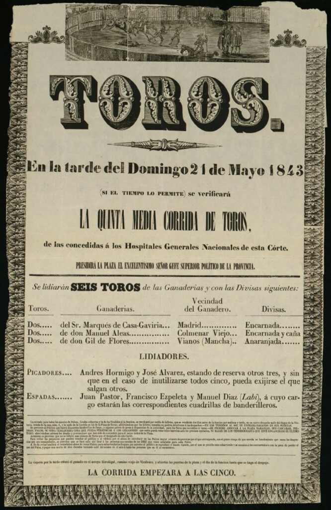 Miniatura de Corrida de toros celebrada el día 21 de mayo de 1843