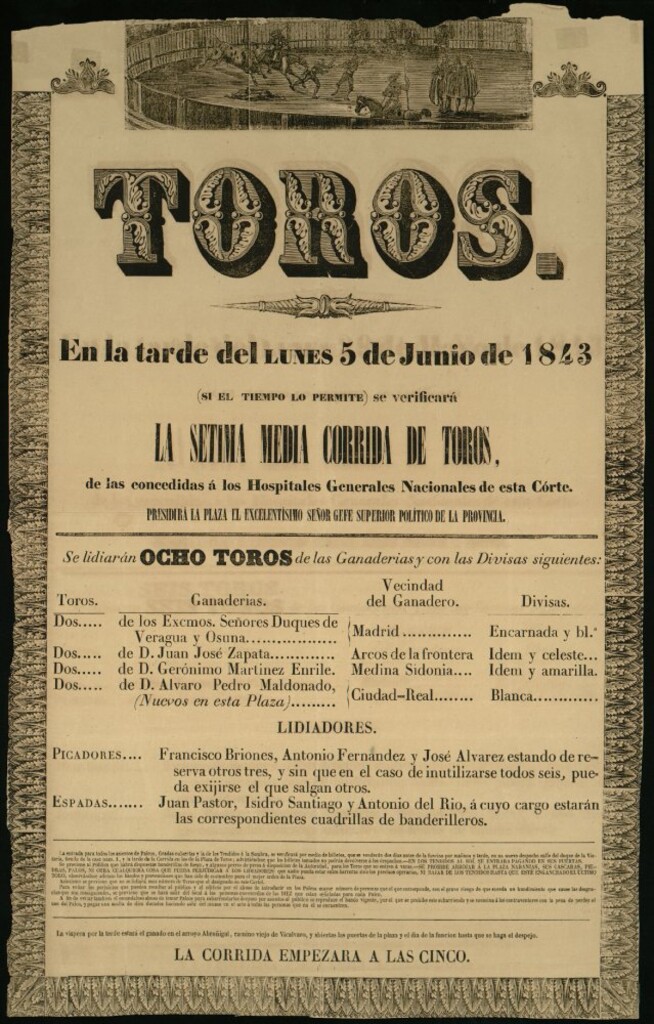 Miniatura de Media corrida de toros celebrada el día 5 de junio de 1843