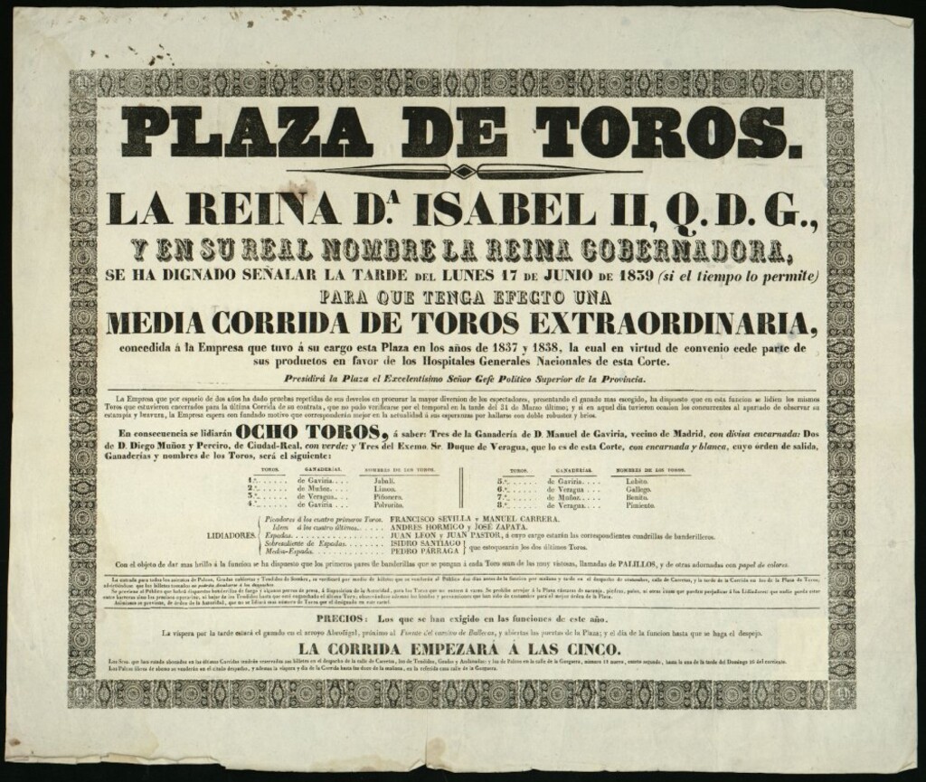 Miniatura de Corrida de toros celebrada el día 17 de junio de 1839