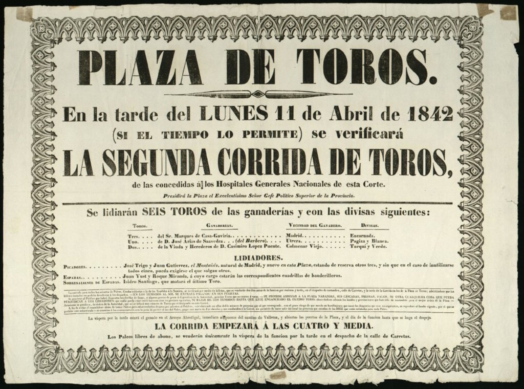 Miniatura de Corrida de toros celebrada el día 11 de abril de 1842