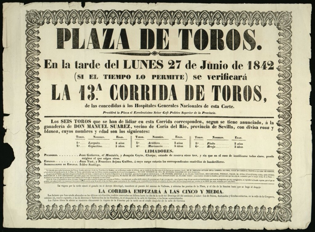 Miniatura de Corrida de toros celebrada el día 27 de junio de 1842