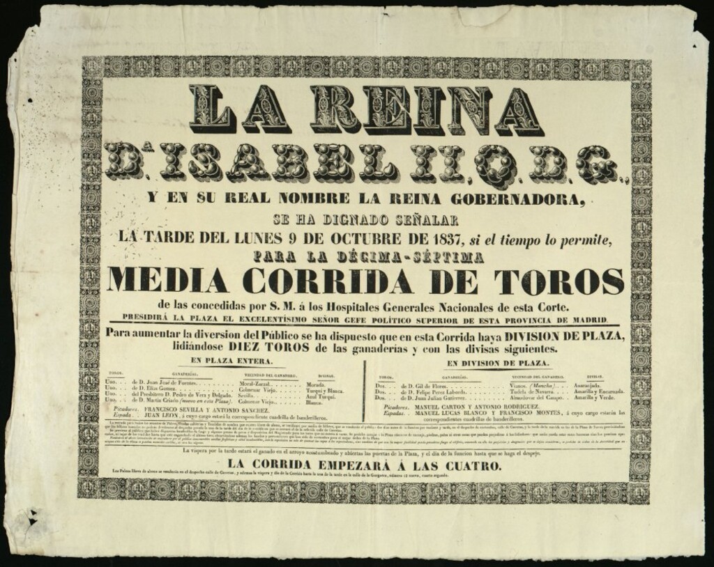 Miniatura de Corrida de toros celebrada el día 9 de octubrede 1837