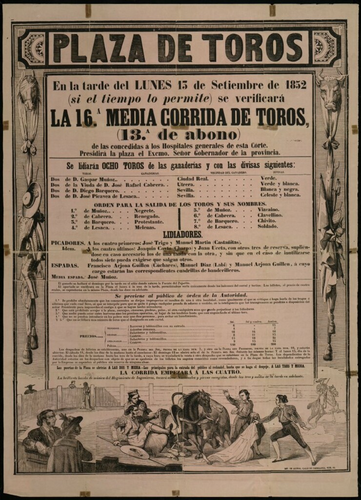Miniatura de Corrida de toros celebrada el día 13 de septiembre de 1852