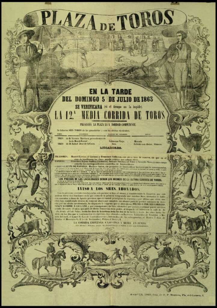 Miniatura de Corrida de toros celebrada el día 5 de julio de 1863