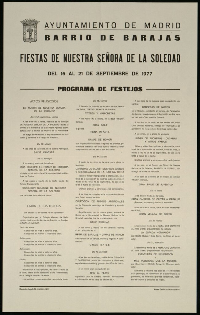 Miniatura de Fiestas de Nuestra Señora de la Soledad 1977