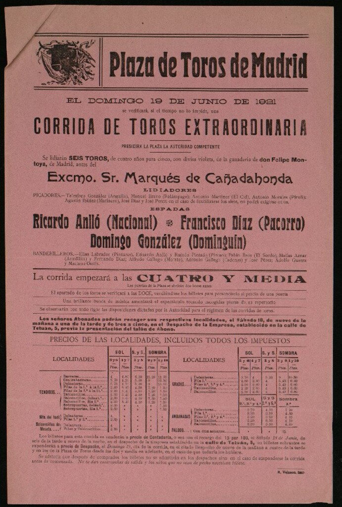 Miniatura de Plaza de Toros de Madrid, 19 de junio de 1921