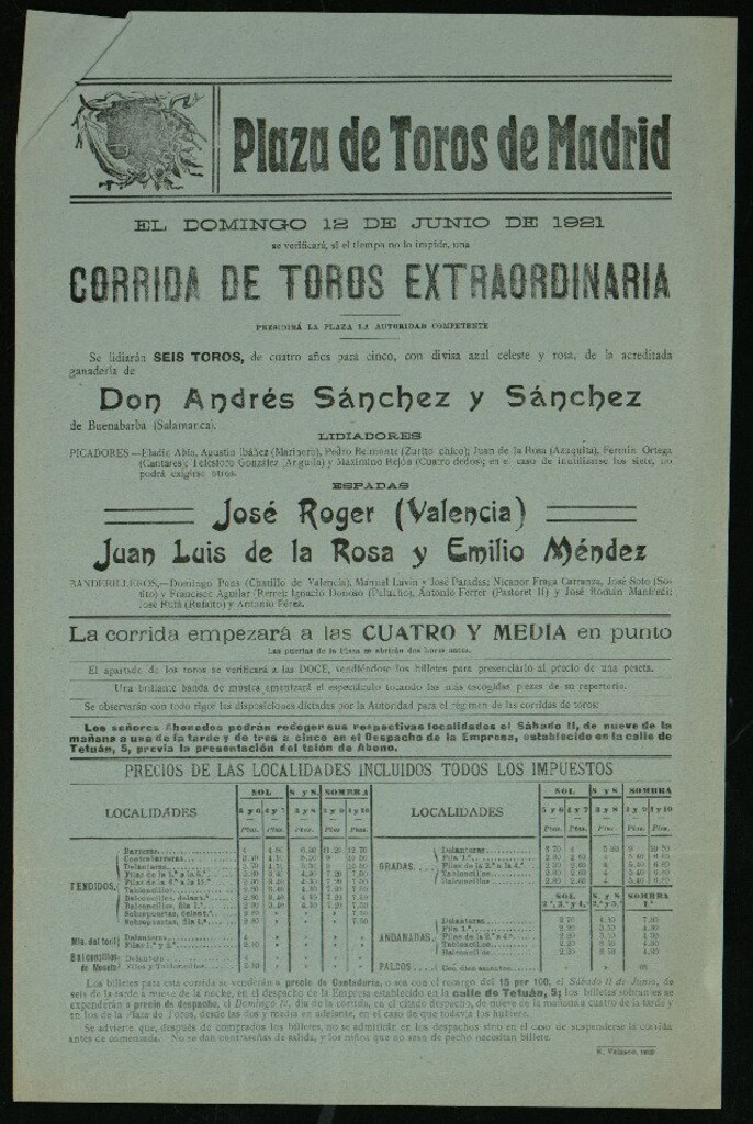 Miniatura de Plaza de Toros de Madrid, 12 de junio de 1921