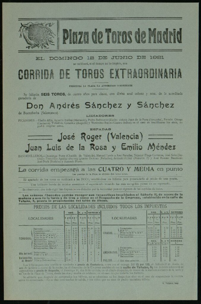 Miniatura de Plaza de Toros de Madrid, 12 de junio de 1921