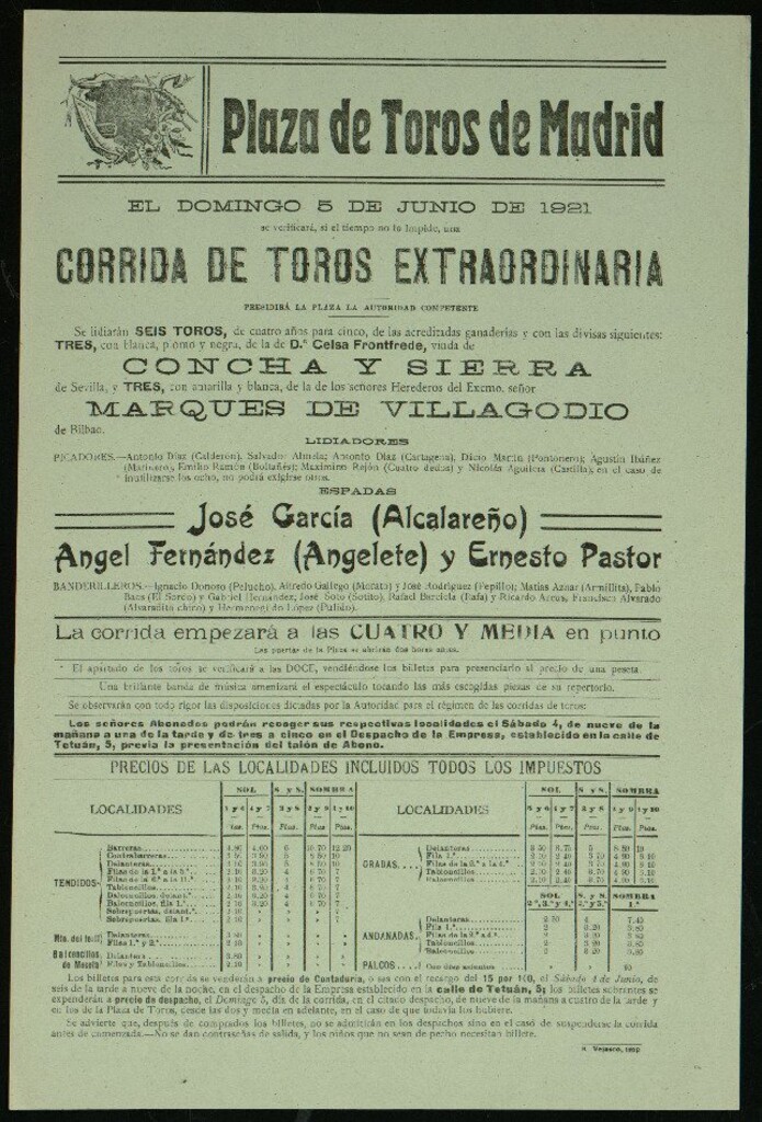 Miniatura de Plaza de Toros de Madrid, 5 de junio de 1921