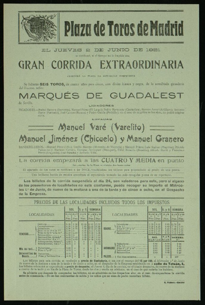 Miniatura de Plaza de Toros de Madrid, 2 de junio de 1921