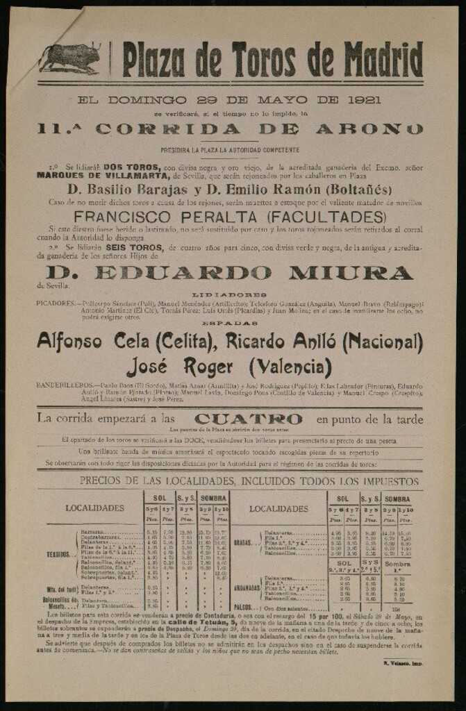 Miniatura de Plaza de Toros de Madrid, 29 de mayo de 1921
