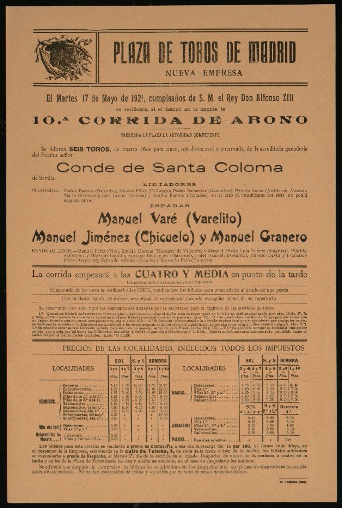 Miniatura de Plaza de Toros de Madrid, 17 de mayo de 1921
