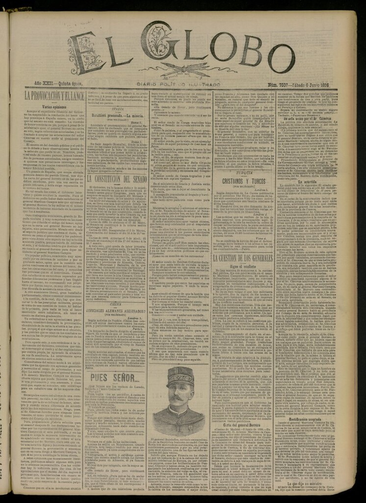 Miniatura de El Globo : diario ilustrado del 6 de junio de 1896, nº 7507