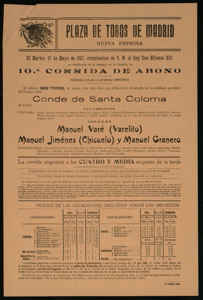 Miniatura de Plaza de Toros de Madrid, 17 de mayo de 1921