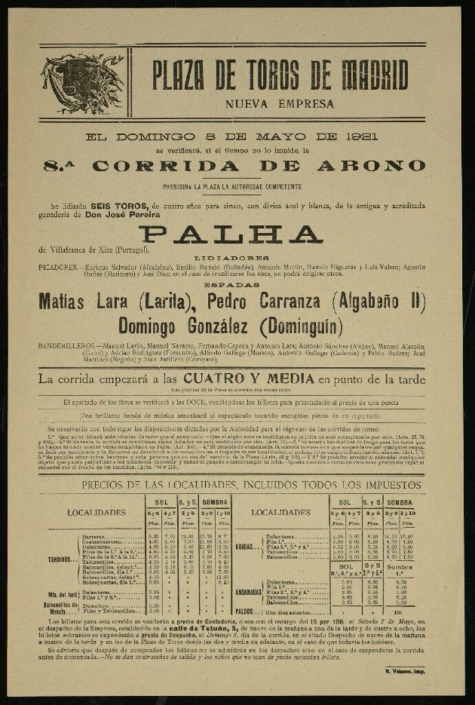 Miniatura de Plaza de Toros de Madrid, 8 de mayo de 1921