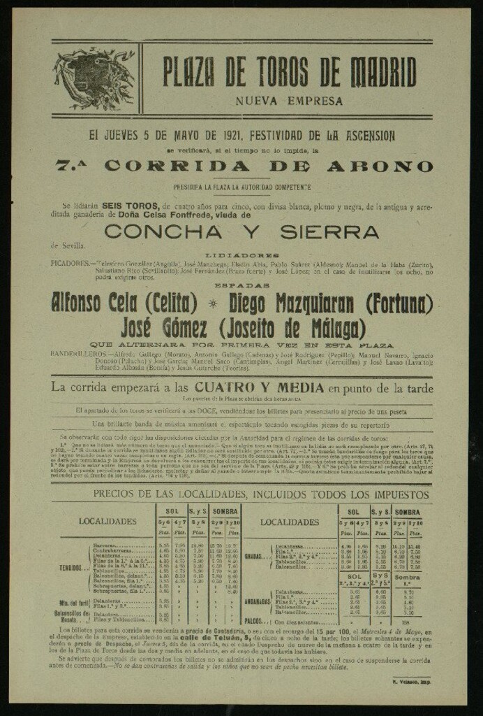 Miniatura de Plaza de Toros de Madrid, 5 de mayo de 1921