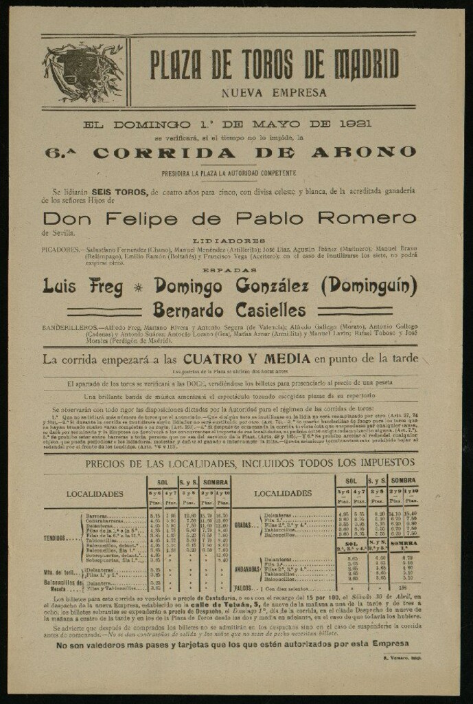Miniatura de Plaza de Toros de Madrid, 1 de mayo de 1921