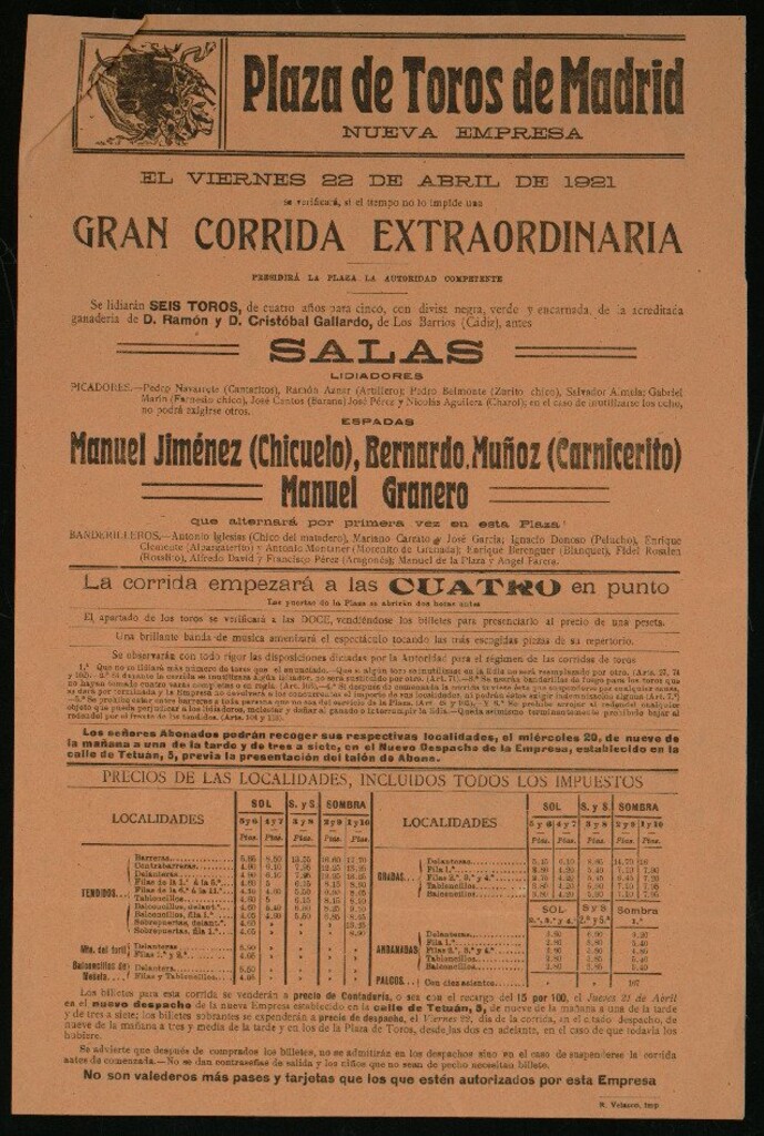 Miniatura de Plaza de Toros de Madrid, 22 de abril de 1921