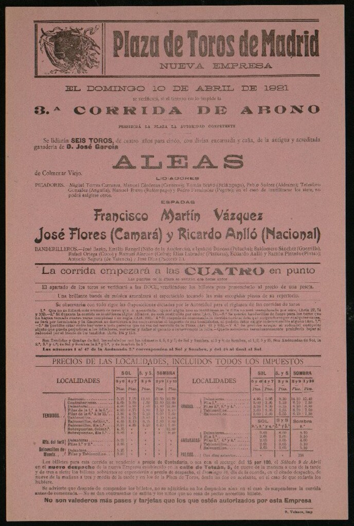 Miniatura de Plaza de Toros de Madrid, 10 de abril de 1921