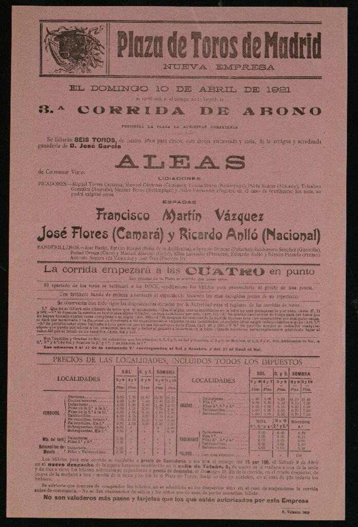 Miniatura de Plaza de Toros de Madrid, 10 de abril de 1921