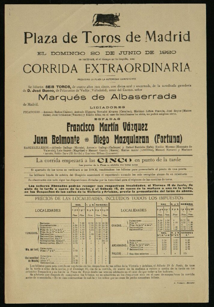 Miniatura de Plaza de Toros de Madrid, 20 de junio de 1920
