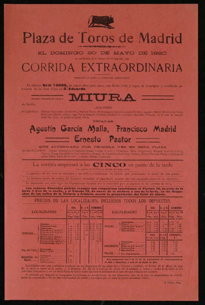 Miniatura de Plaza de Toros de Madrid, 30 de mayo de 1920