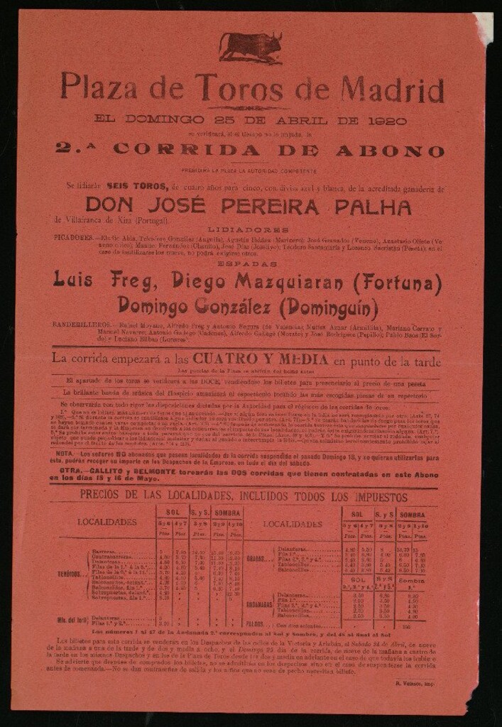 Miniatura de Plaza de Toros de Madrid, 25 de abril de 1920