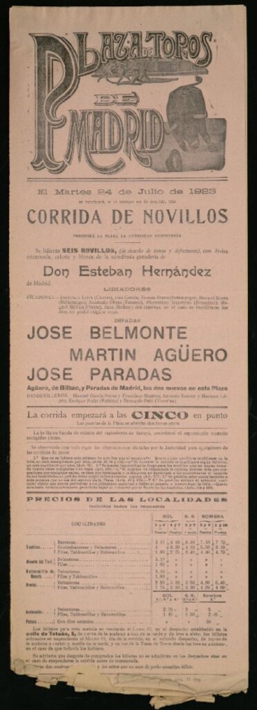 Miniatura de Plaza de Toros de Madrid, 24 de julio de 1923