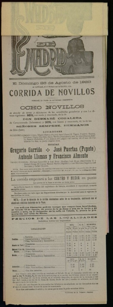 Miniatura de Plaza de Toros de Madrid, 26 de agosto de 1923