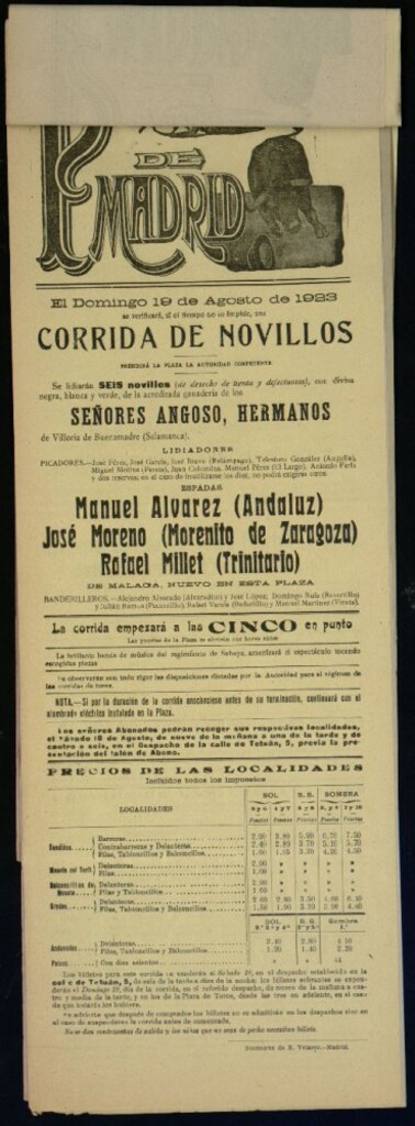 Miniatura de Plaza de Toros de Madrid, 19 de agosto de 1923