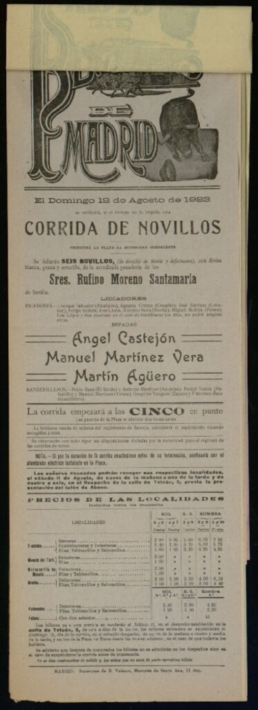 Miniatura de Plaza de Toros de Madrid, 12 de agosto de 1923